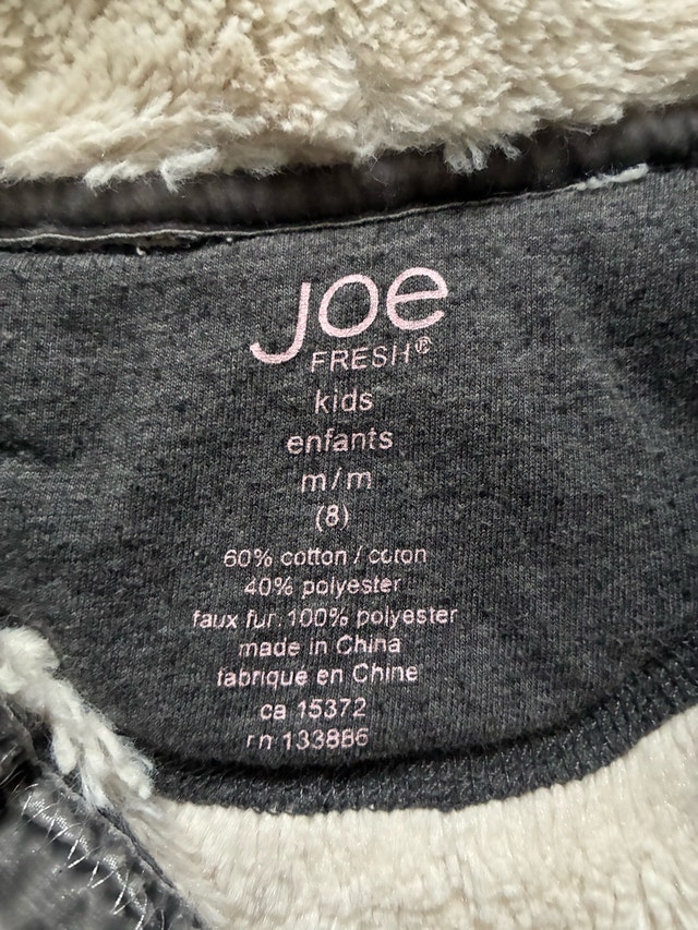 Joe Fresh Kids Hoodie Faux Fur Hood Peace Design Size 8 - photo 2