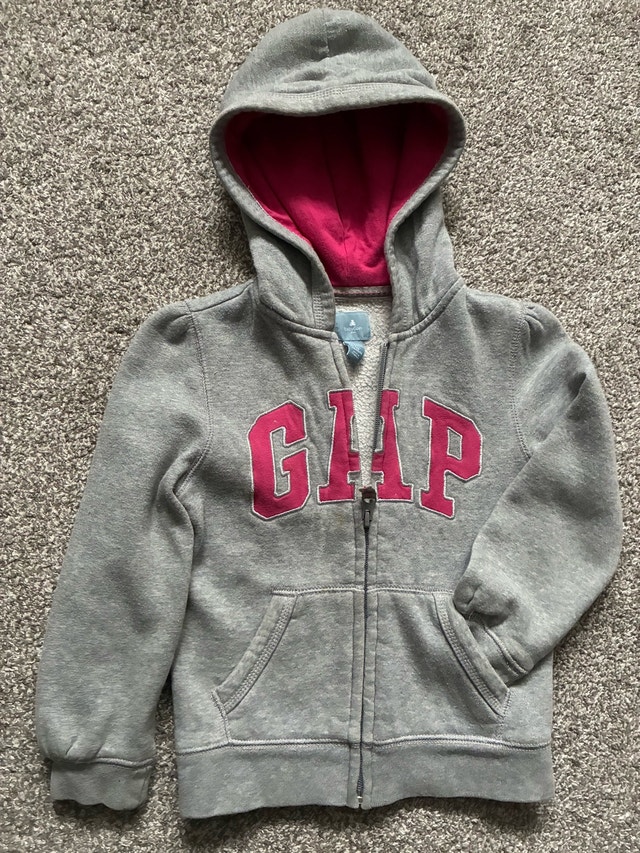 babyGap grey & pink full-zip hoodie 5 yrs