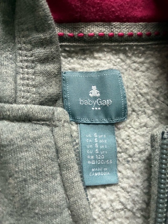 babyGap grey & pink full-zip hoodie 5 yrs - photo 3