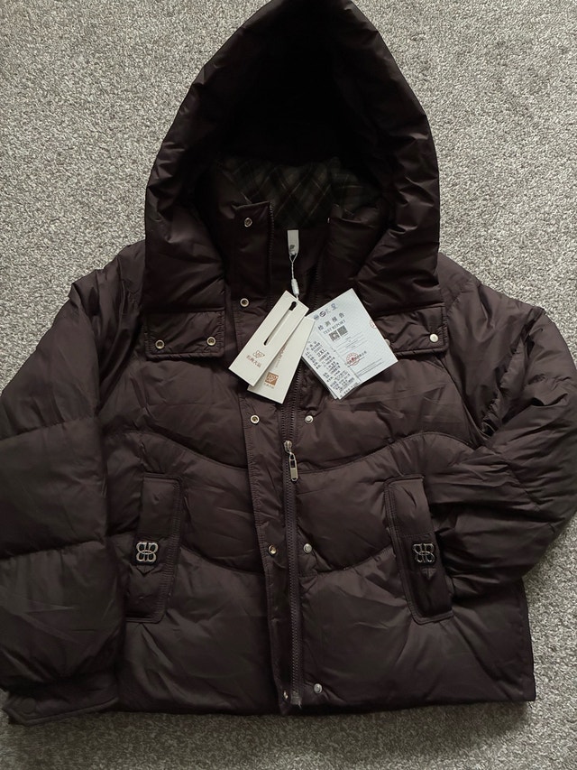 Dark Brown Puffer Jacket with Hood