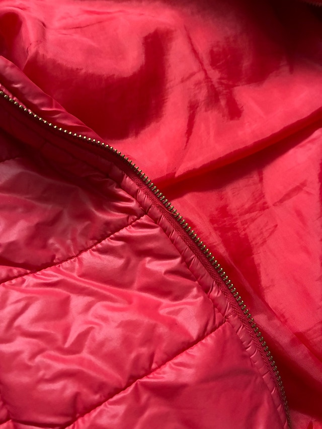 Red Puffer Jacket with Hood Bear Patch - photo 3