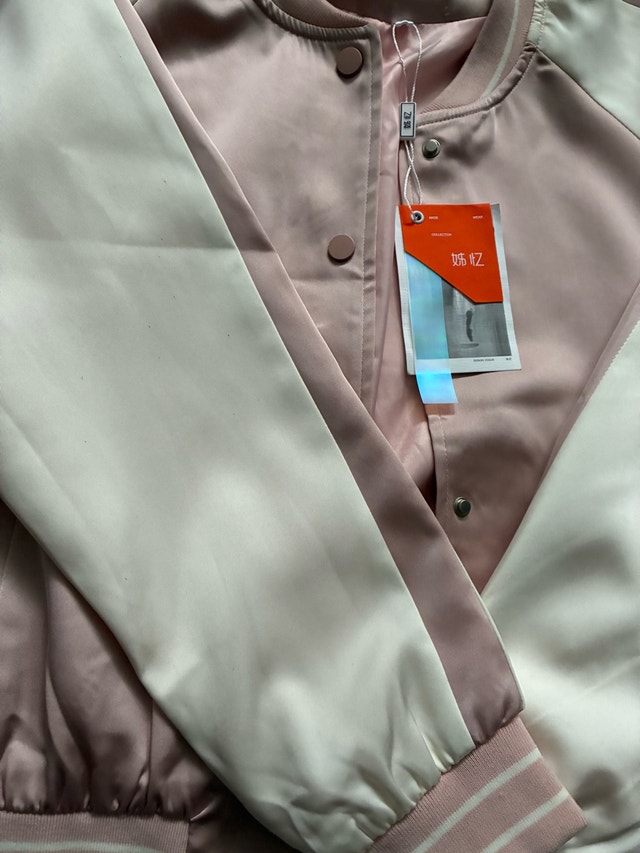 Pink White Satin Bomber Jacket - photo 3