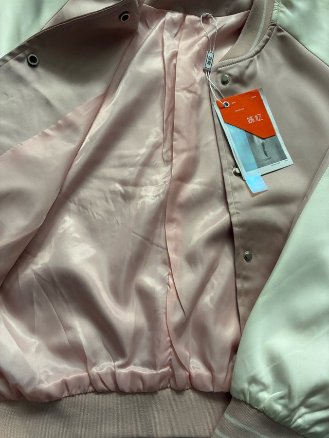 Pink White Satin Bomber Jacket - photo 4
