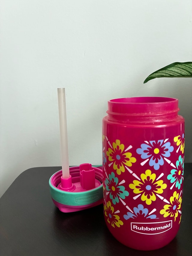 Rubbermaid Floral Straw Water Bottle Kids Cup - photo 4