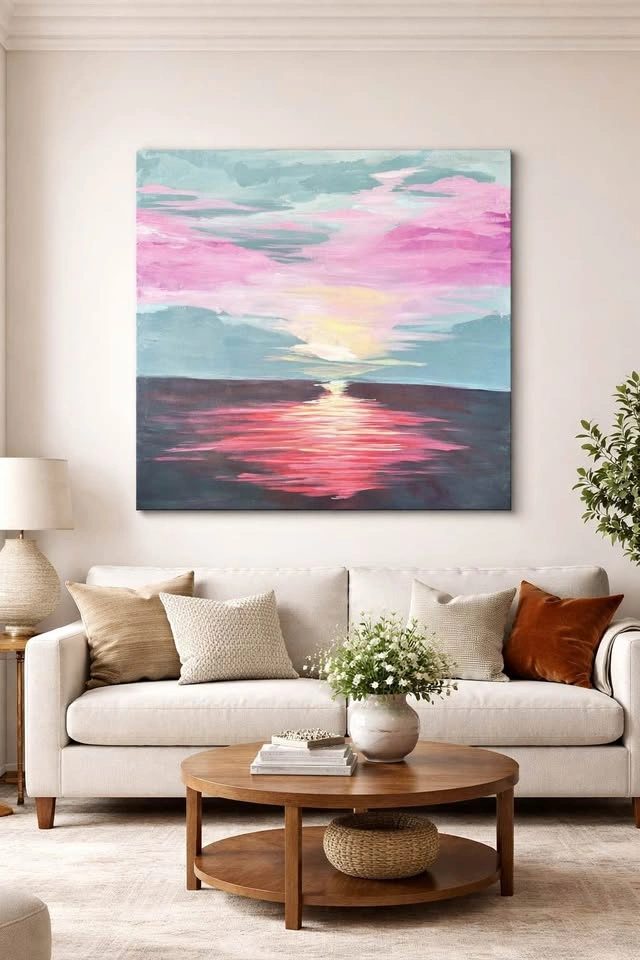 Blush Horizons - 40x40inch Original Painting