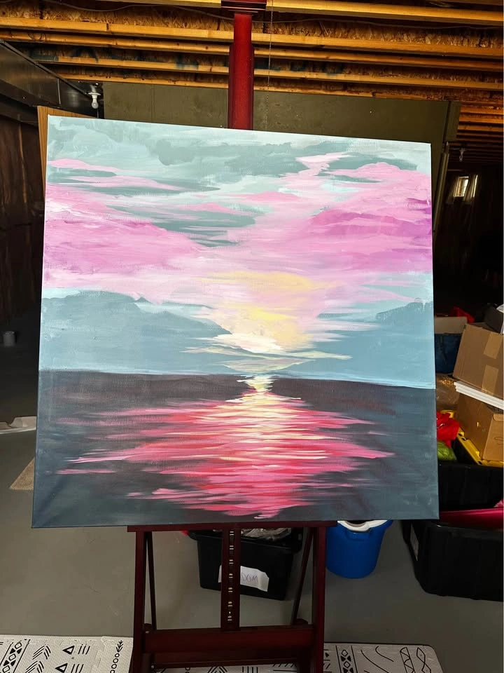Blush Horizons - 40x40inch Original Painting - photo 3