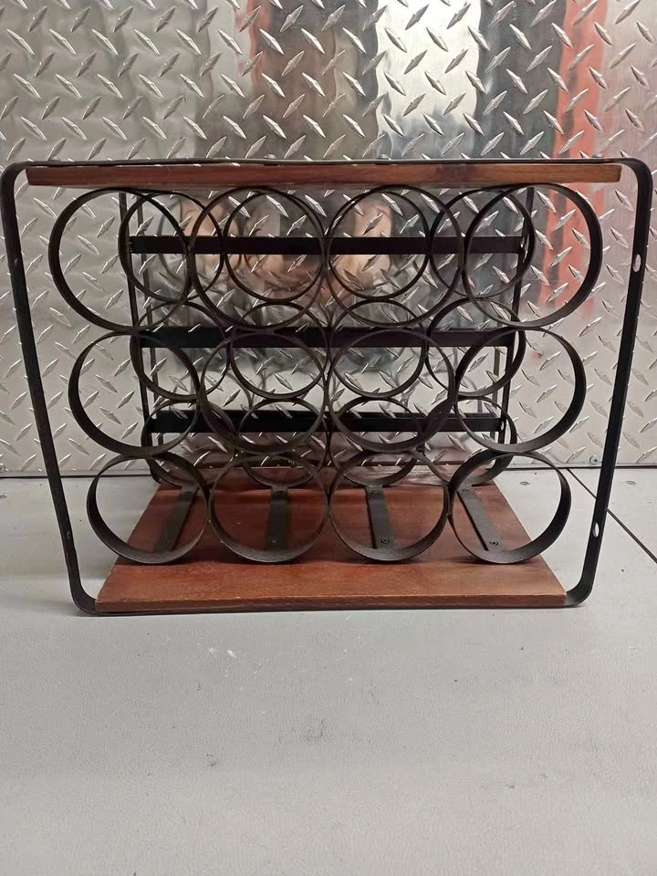 Wood Metal Wine Rack - Holds 16 Bottles