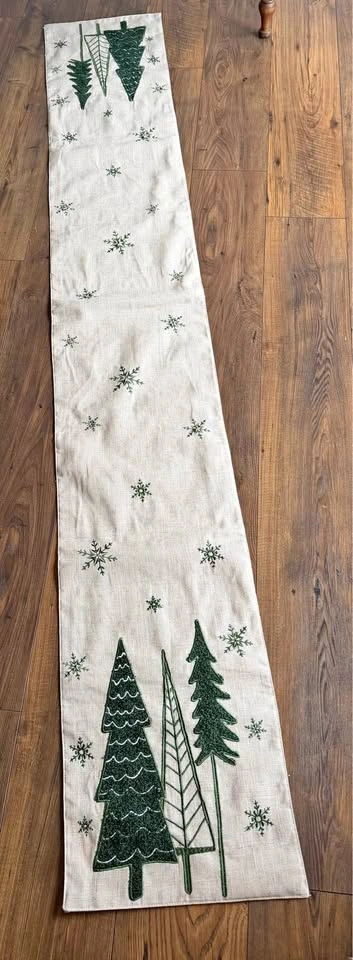 Embroidered Christmas Tree Table Runner