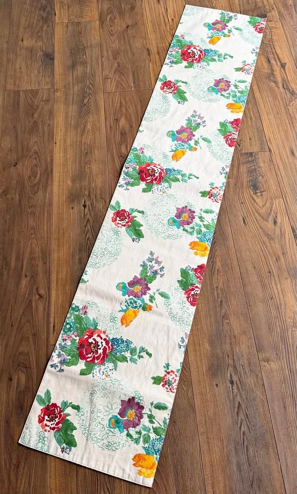 Reversible Floral and Polka Dot Table Runner