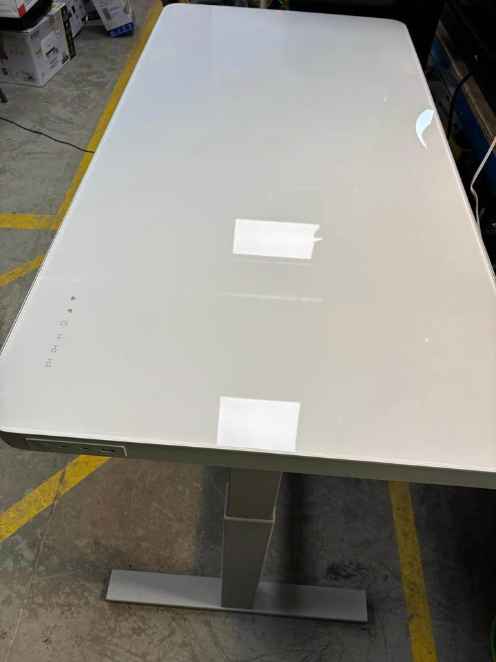 White Glass Top Standing Desk w/ USB Ports - photo 2