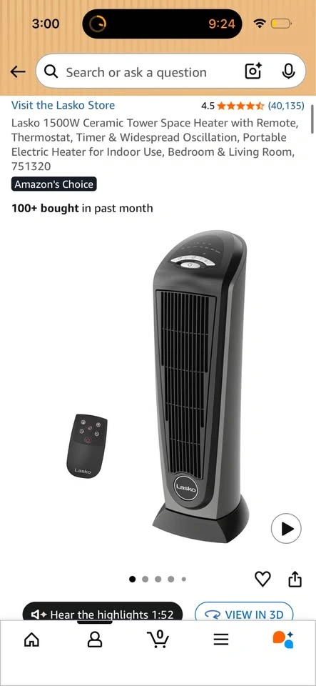 Lasko space heater - photo 2