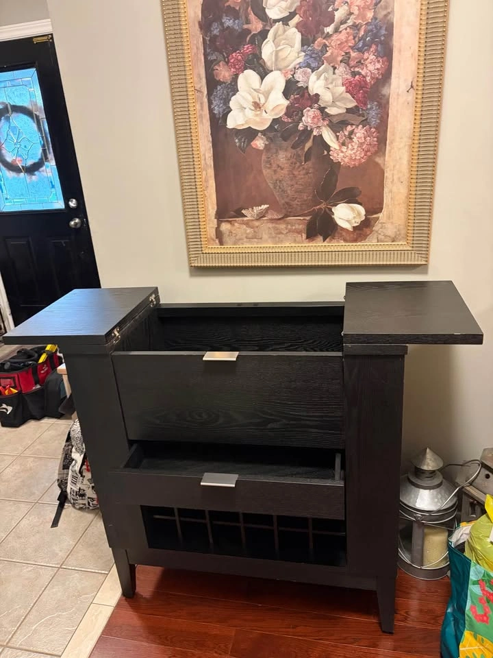 Bar with drawer, pull-out table, and side storage - photo 2