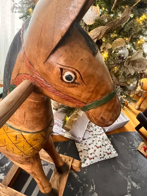 Vintage Handcarved Solid Wood Rocking Horse image indicator(3)