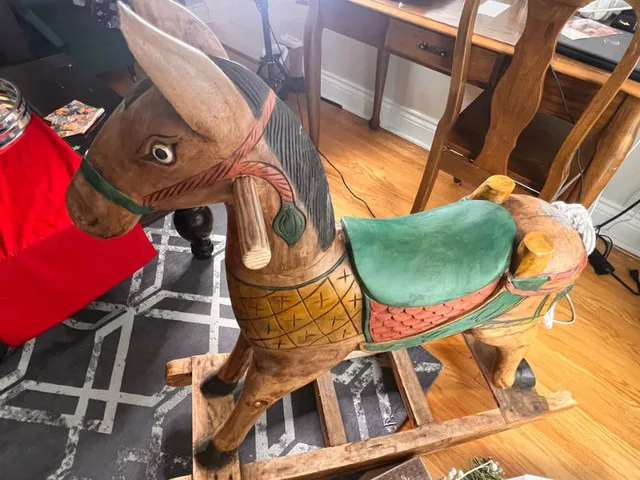 Vintage Handcarved Solid Wood Rocking Horse image indicator(5)