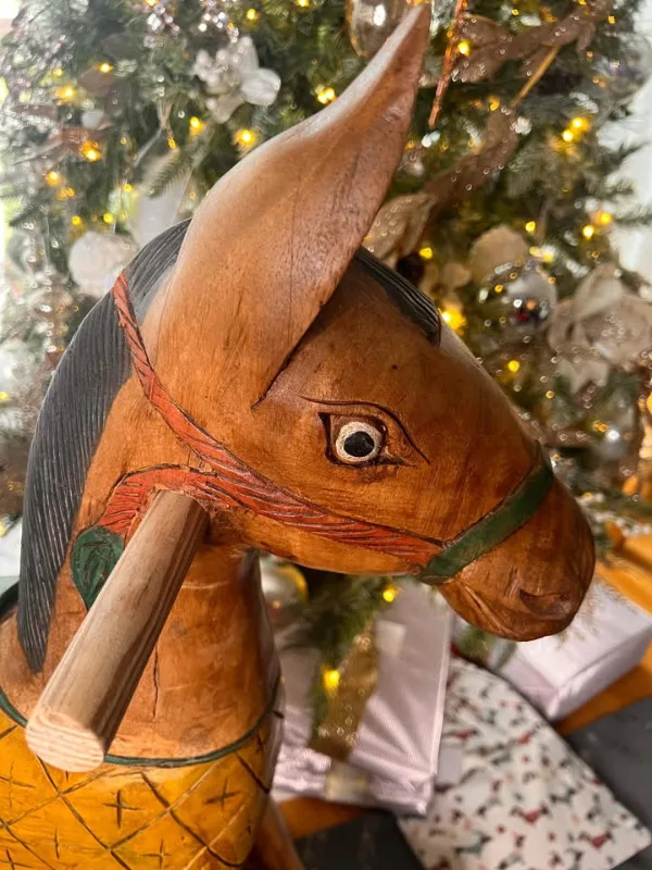 Vintage Handcarved Solid Wood Rocking Horse image indicator(6)