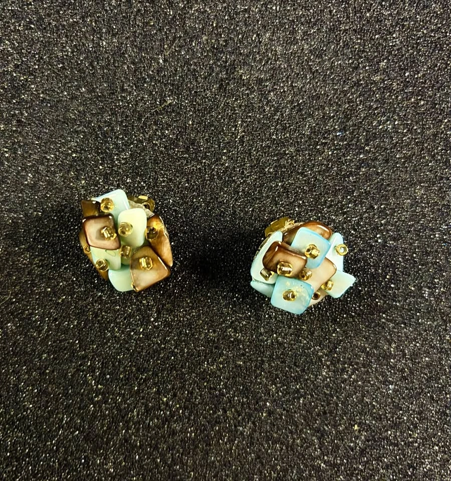 Vintage Colorful Funky Cluster Clip-On Earrings Retro Mod - photo 4