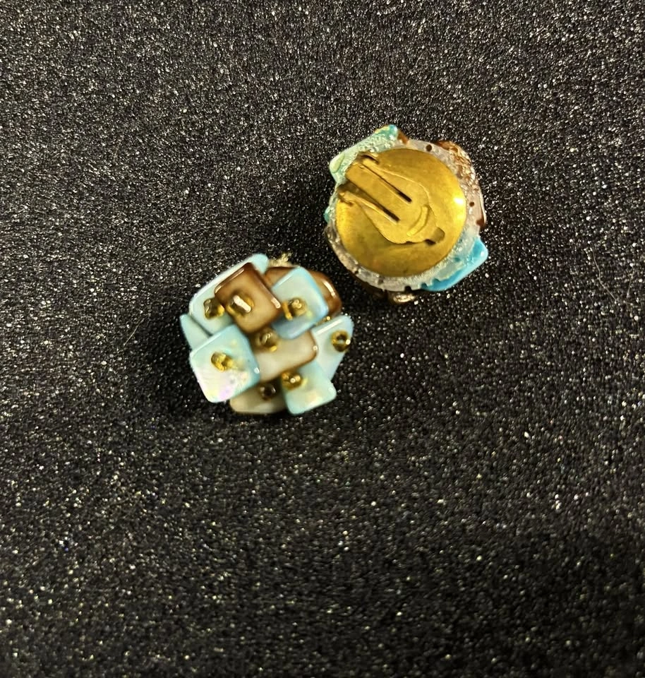 Vintage Colorful Funky Cluster Clip-On Earrings Retro Mod - photo 5