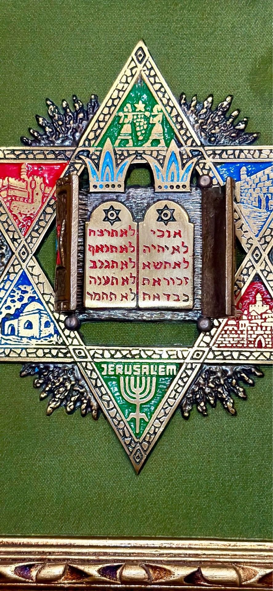 Vintage Judaica Bronze Wall Plaque - Star of David, Torah, Menor - photo 5
