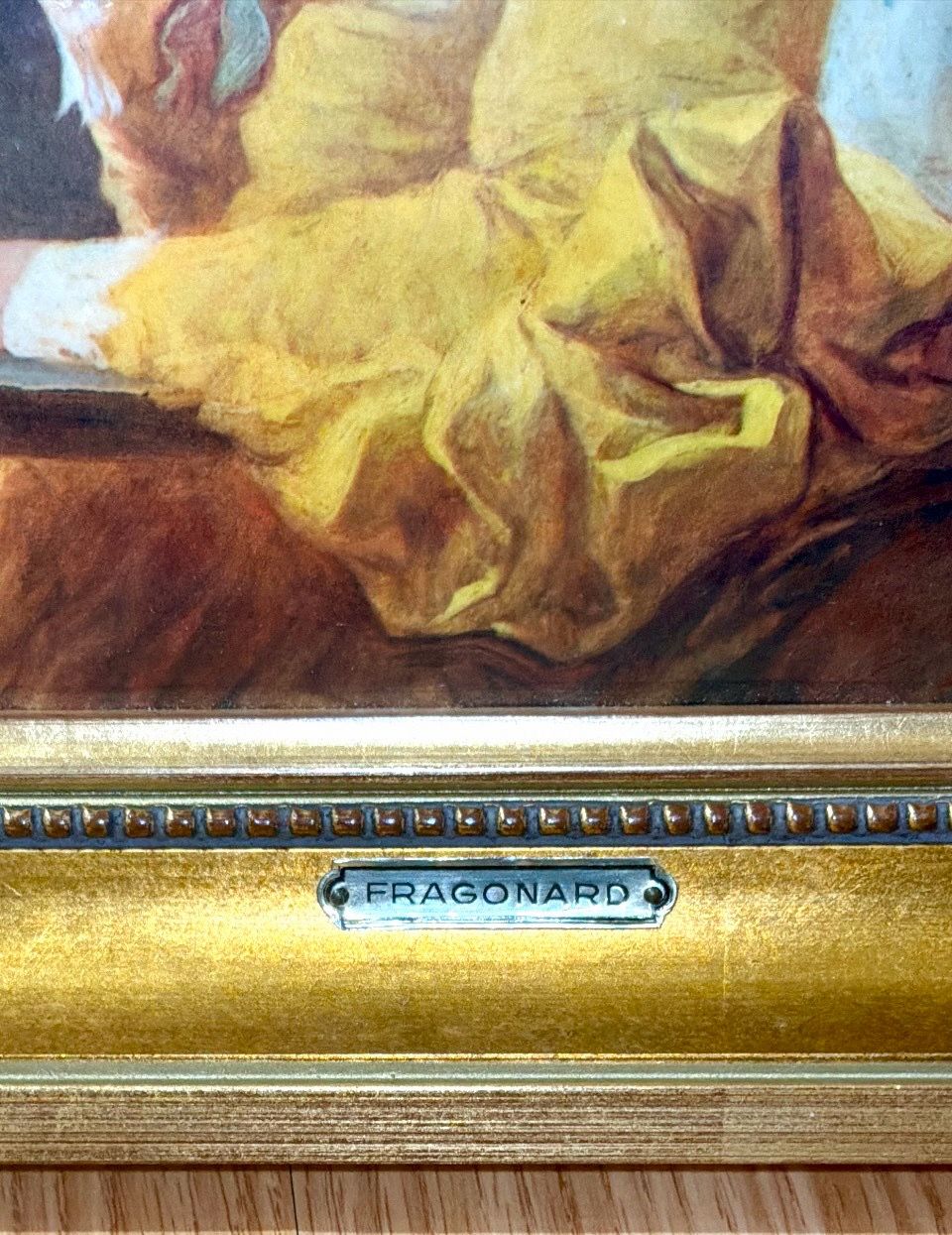 Young Girl Reading Fragonard Print - Gold Leaf Frame - photo 4