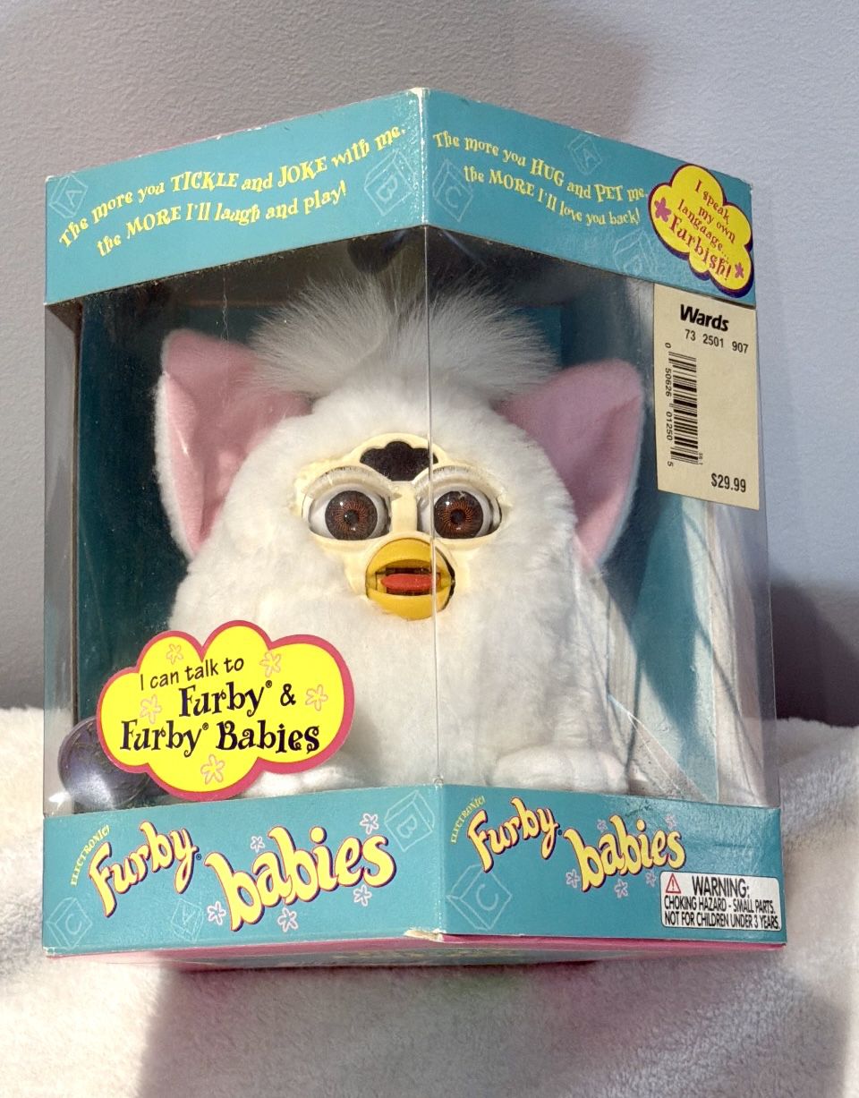 Furby Babies White w/ Brown Eyes - 1999 Vintage - New in Box