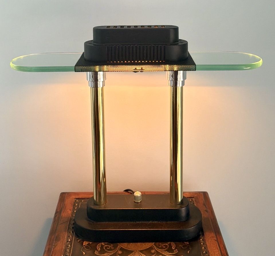 Postmodern Bankers Style Halogen Desk Lamp by Robert Sonneman fo