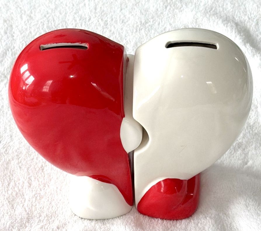 You & Me Heart Piggy Bank - Split Design Ceramic - photo 3