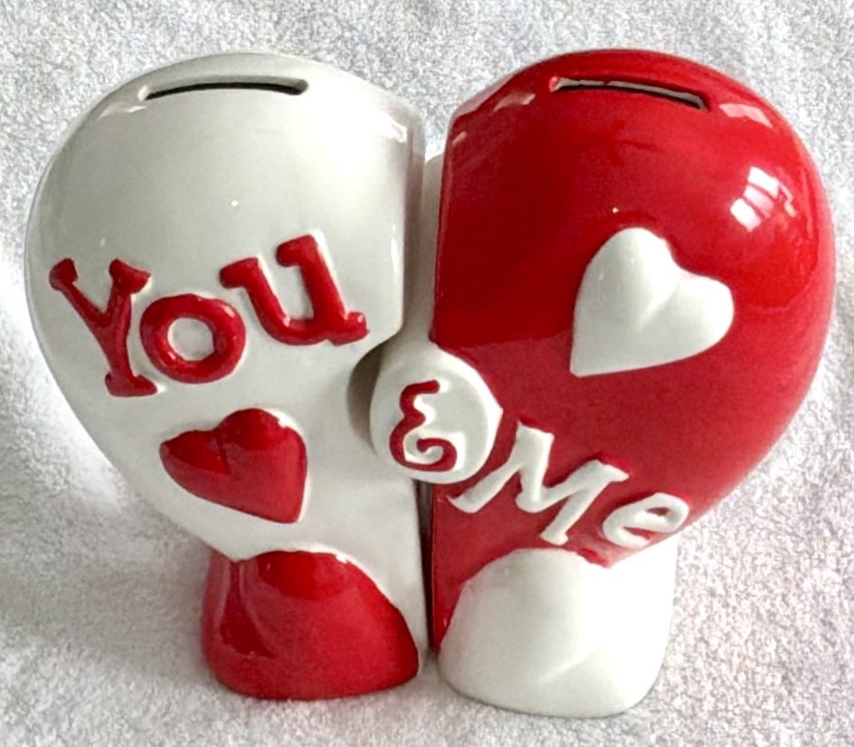 You & Me Heart Piggy Bank - Split Design Ceramic - photo 4