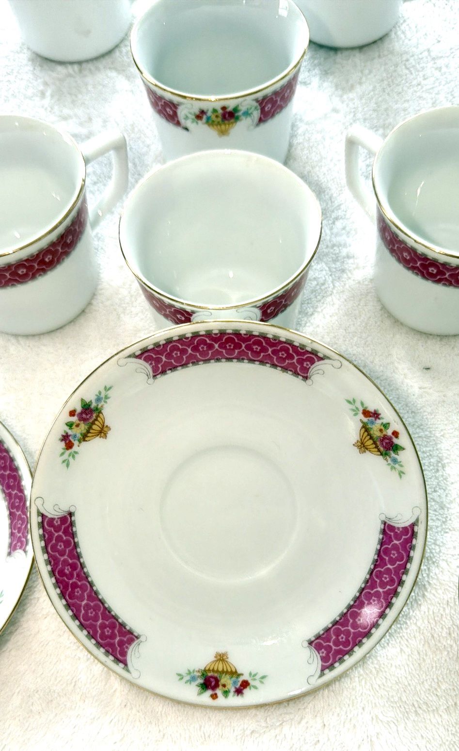 Demitasse Tea/Coffee Cup & Saucer Set - Plum Floral Gold Rim - photo 2