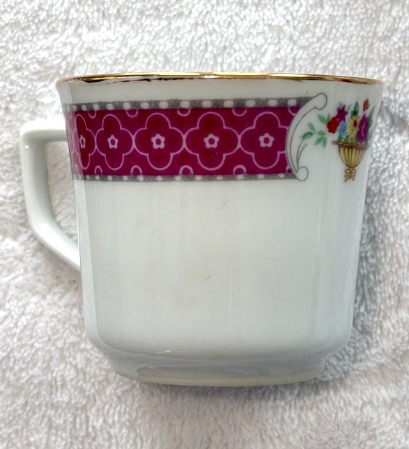 Demitasse Tea/Coffee Cup & Saucer Set - Plum Floral Gold Rim - photo 5