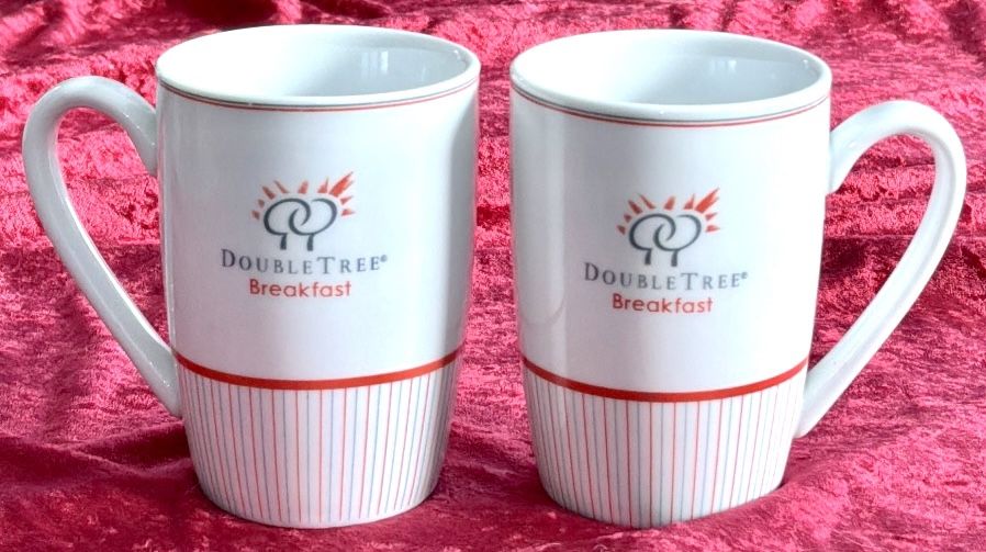 Vintage Double Tree Hotel Breakfast Mugs - Set of 2