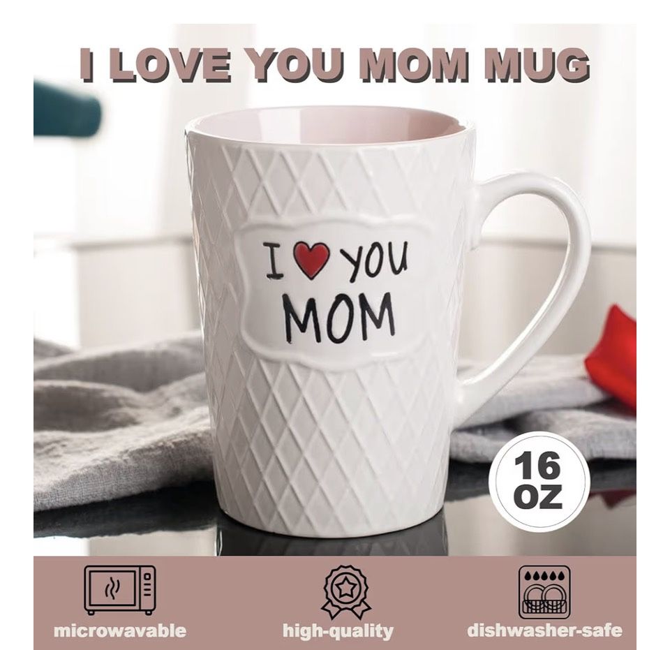 I Love You Mom Mug - 16oz Ceramic, Dishwasher & Microwave Safe - photo 3