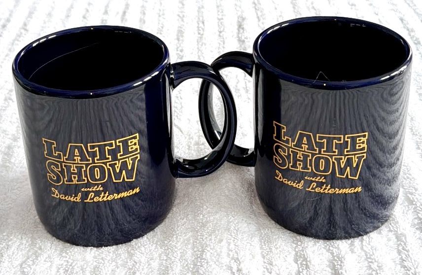 Late Show David Letterman Coffee Cups - Set of 2 - Vintage Cobal - photo 5