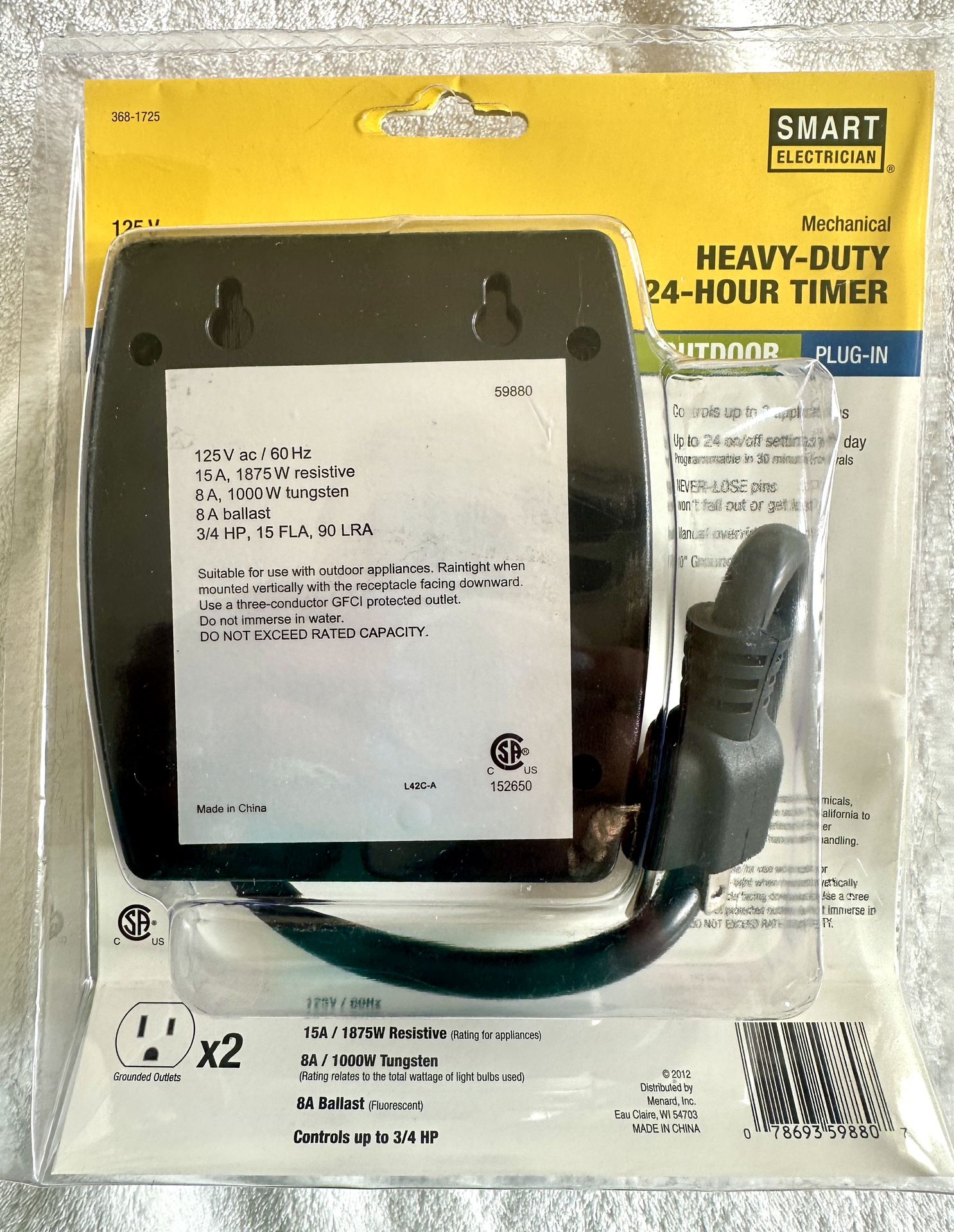 Mechanical Heavy-Duty 24-Hour Outdoor Timer. New-sealed package! - photo 2