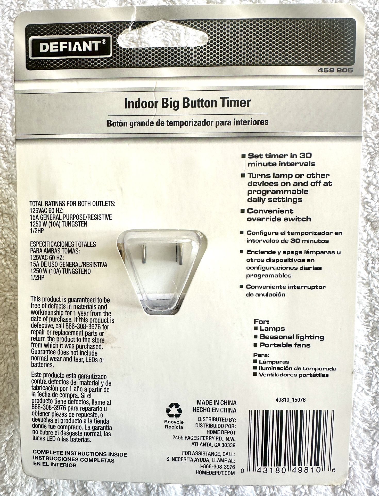 24-Hour Plug-In Mechanical Timer. Defiant - New in Package! - photo 2