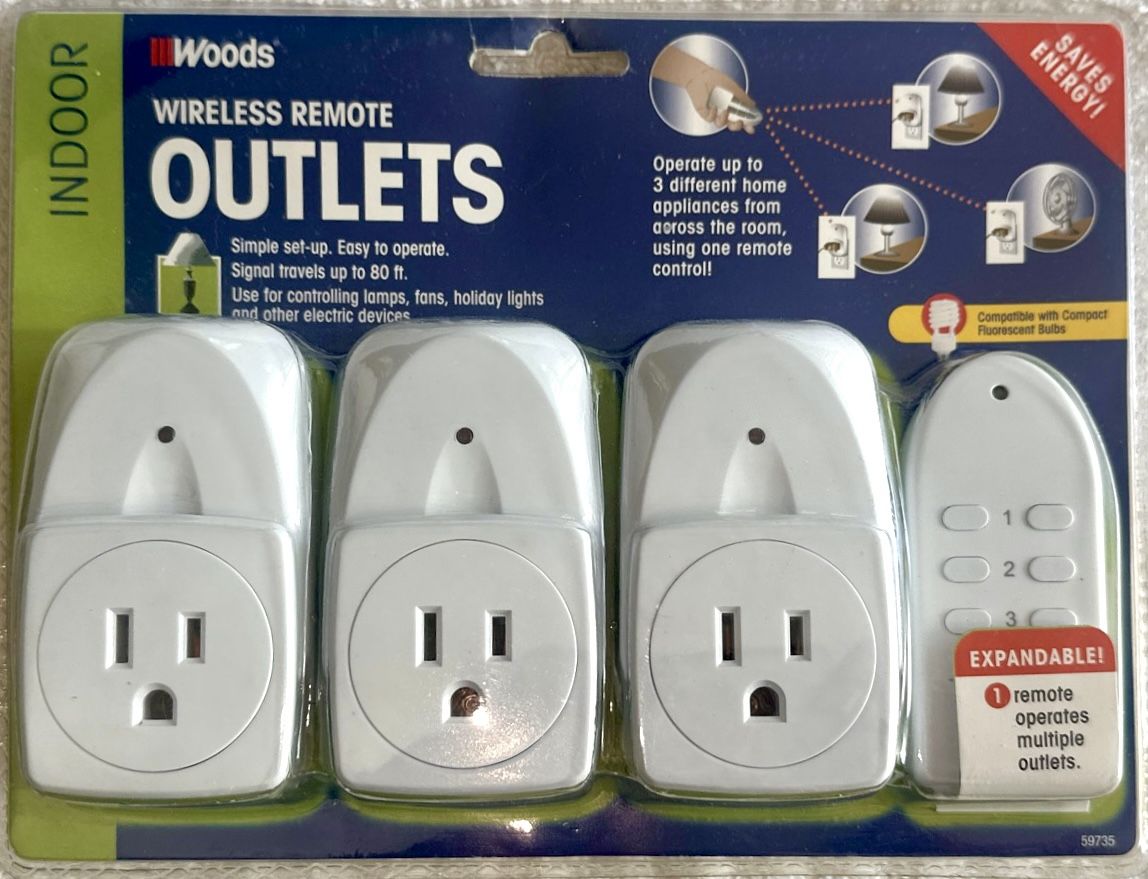 Woods Wireless Remote Control Outlet Set - New in Package