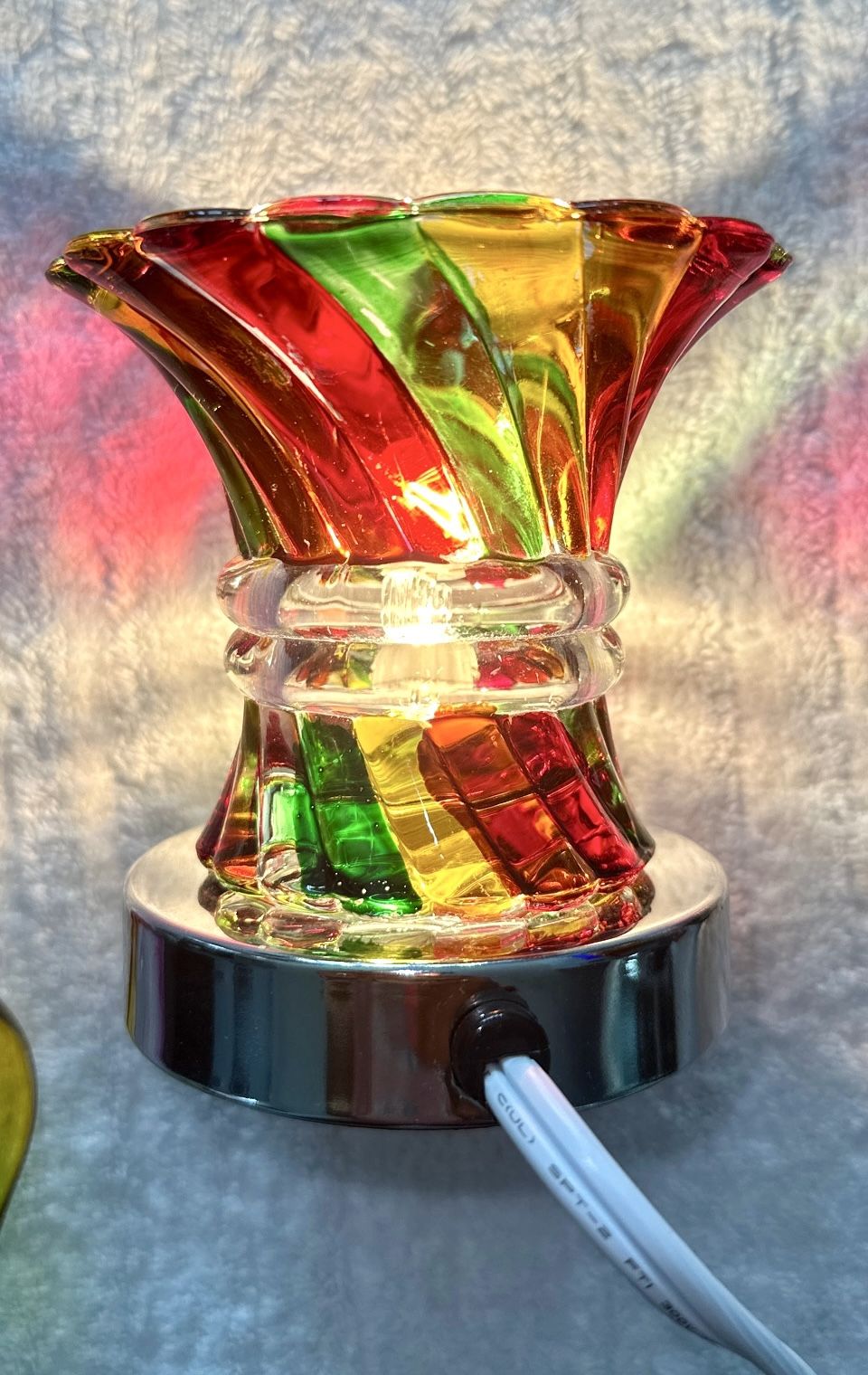 Rainbow Swirl Glass Electric Wax Warmer Lamp Diffuser Set (2) - photo 2
