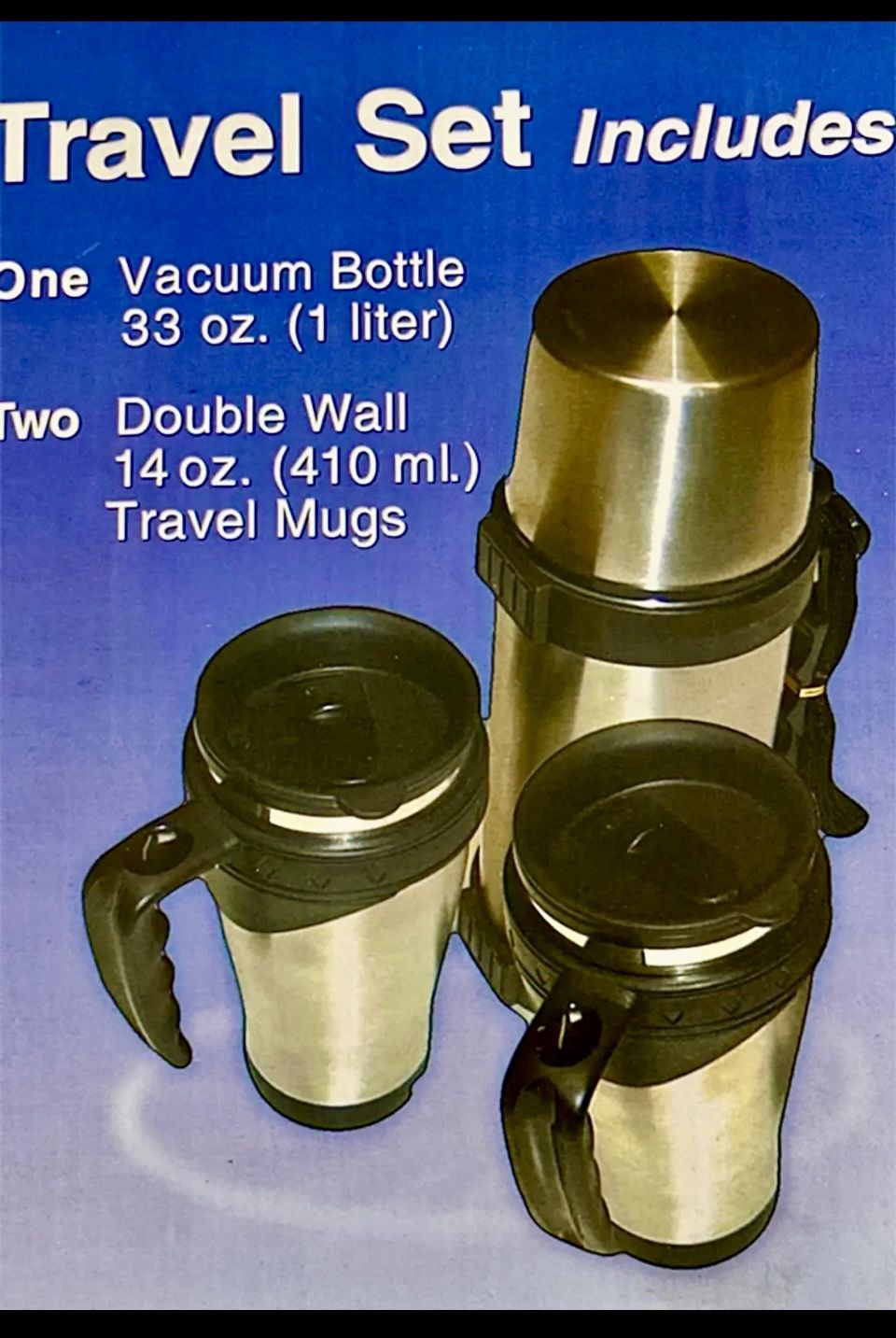 Stainless Steel Thermos & Travel Mug Set - New