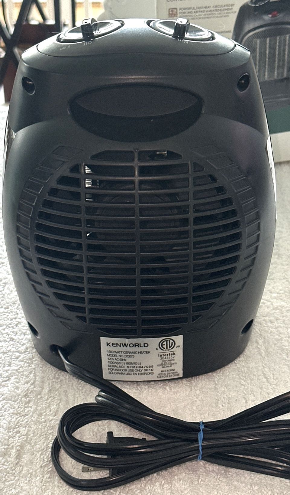 Kenworld Portable Ceramic Heater - 1500W - New in Box! - photo 5