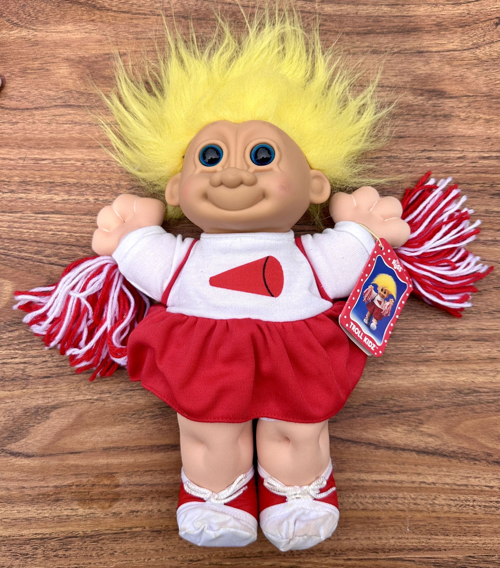 Russ Troll Kidz Cheerleader Doll - 12" Vintage - Red & White Out