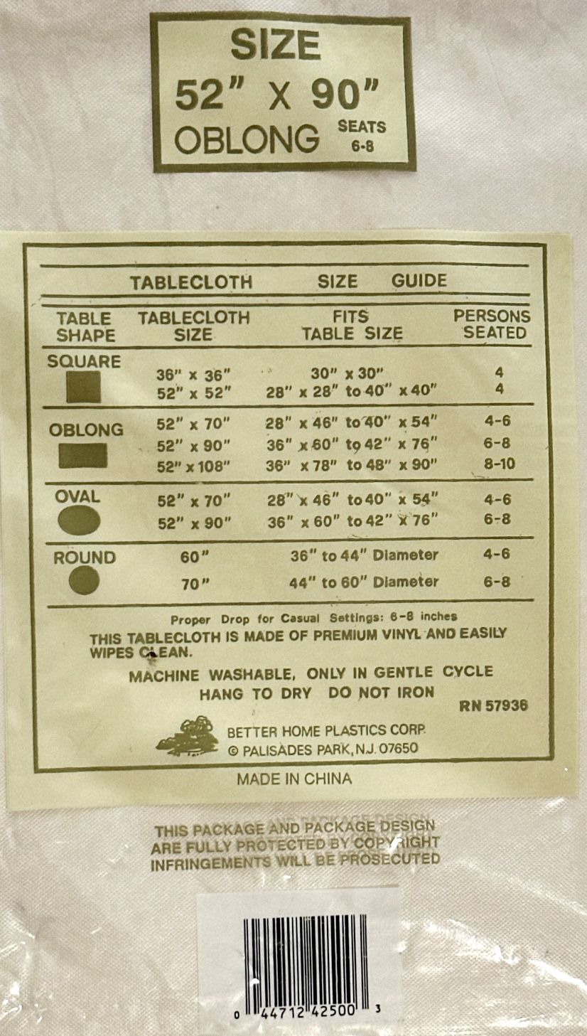 Vinyl Flannel-Backed Tablecloth - 52"x90" Oblong - Home Trends - photo 3