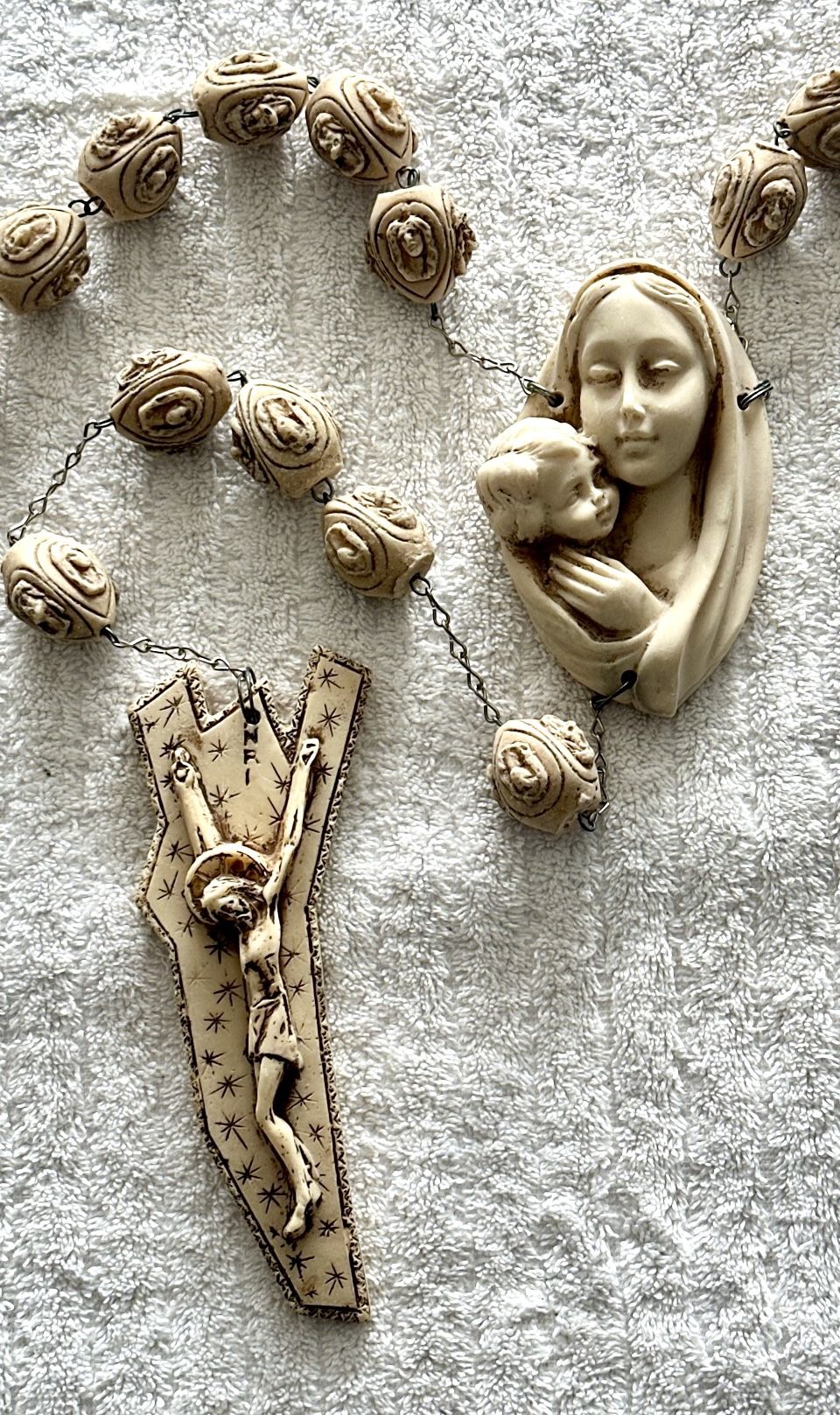 Vintage Wall Rosary - Virgin Mary & Jesus - Made in Italy - photo 3