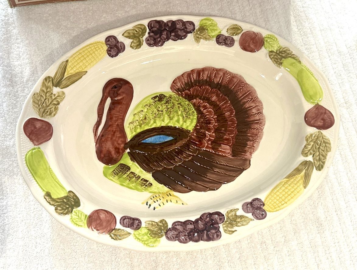 Vintage Hand-Painted Turkey Platter - Jay Import Co. - 1980s - photo 3