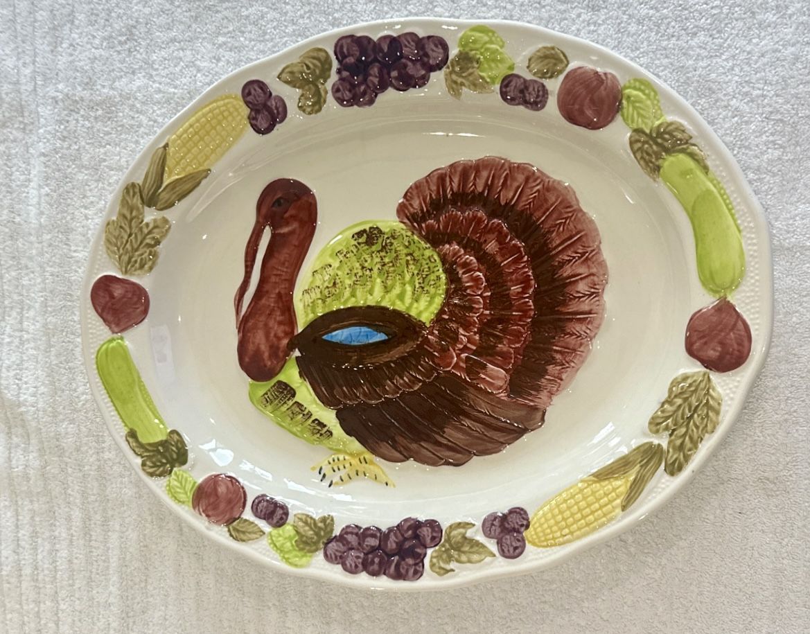 Vintage Hand-Painted Turkey Platter - Jay Import Co. - 1980s - photo 4