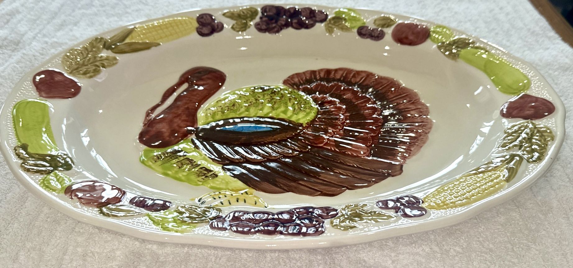 Vintage Hand-Painted Turkey Platter - Jay Import Co. - 1980s - photo 5