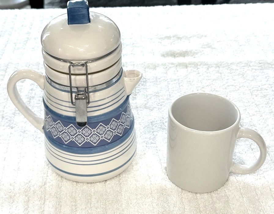 Lighthouse Canister shaped like a tea pot w/ Coffee Cup