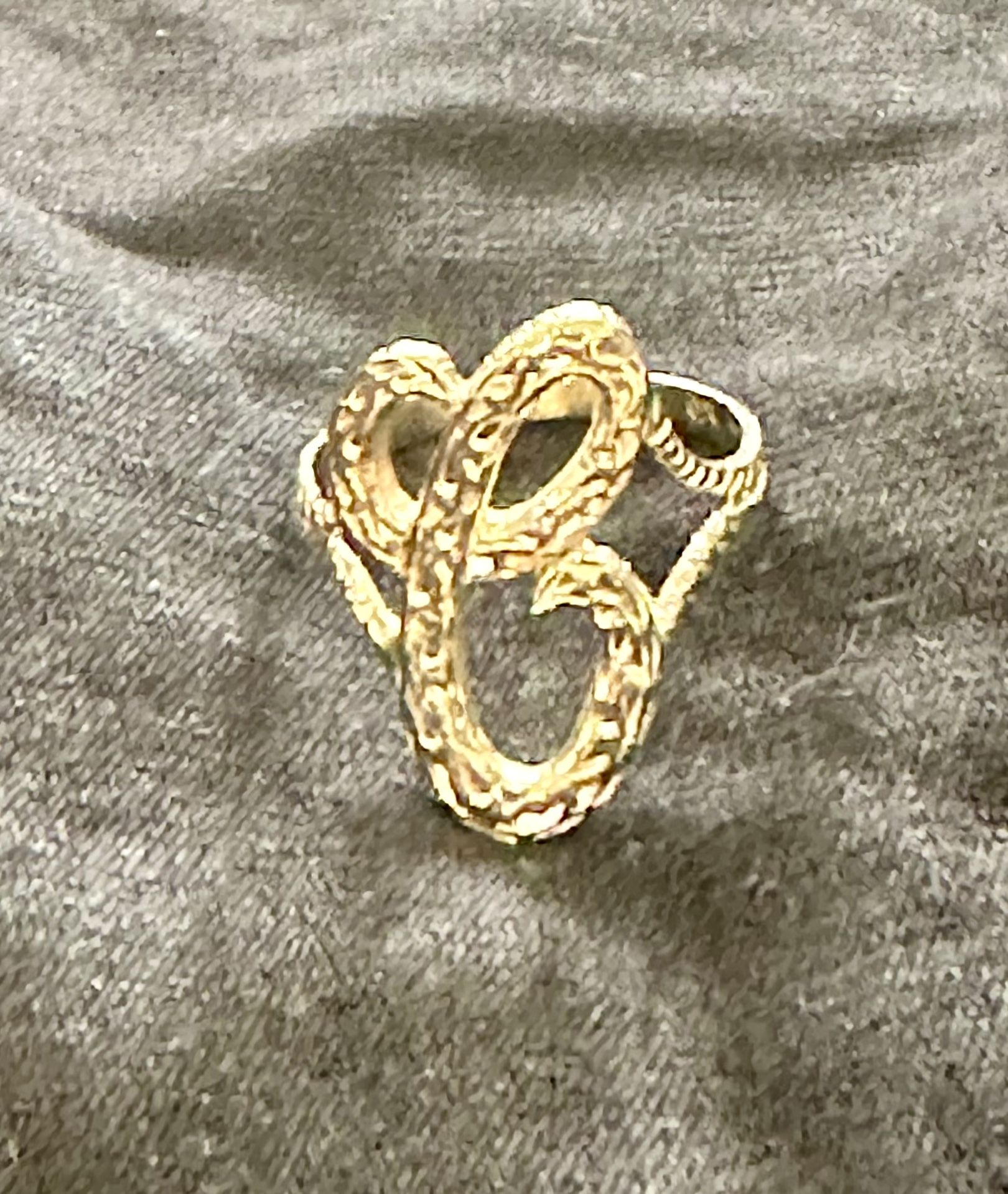 14K Solid Yellow Gold Initial Ring - Letter C - photo 2