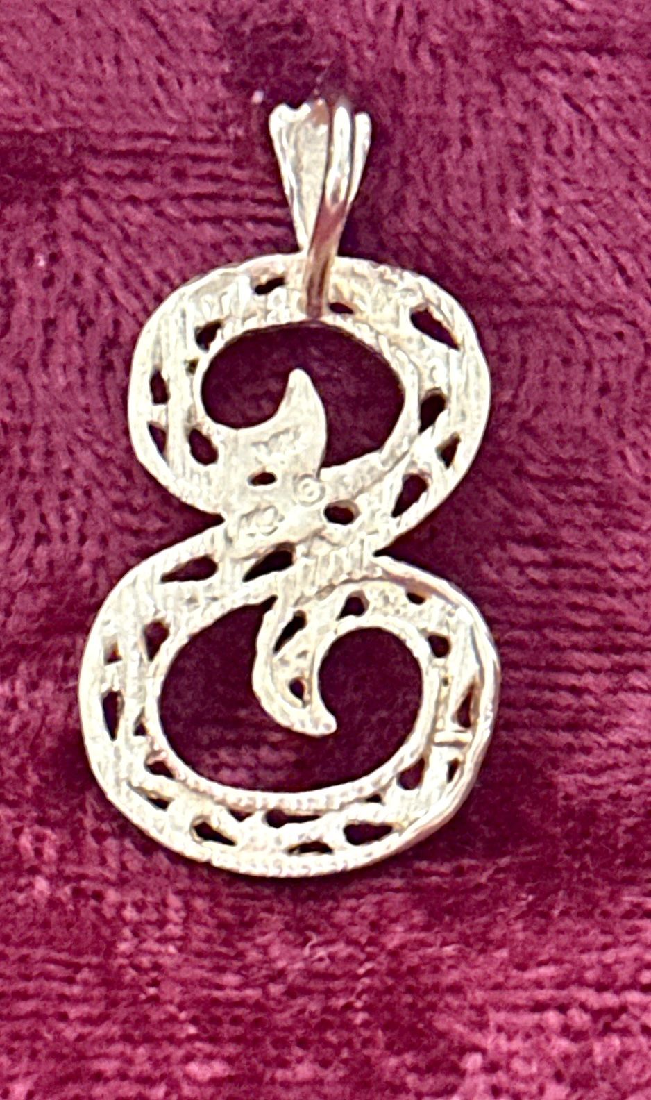 14K Solid Yellow Gold "S" Initial Pendant - Diamond Cut - New! - photo 3