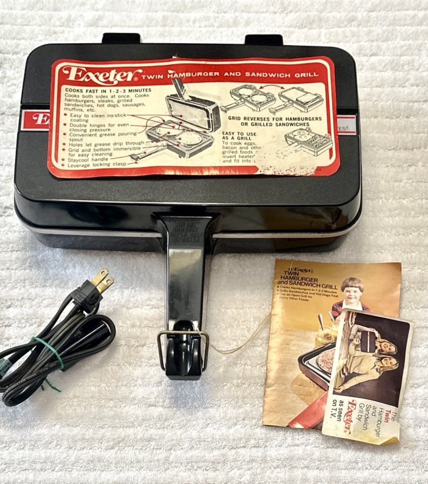 Exeter Twin Hamburger and Sandwich Grill - New unused-Vintage.