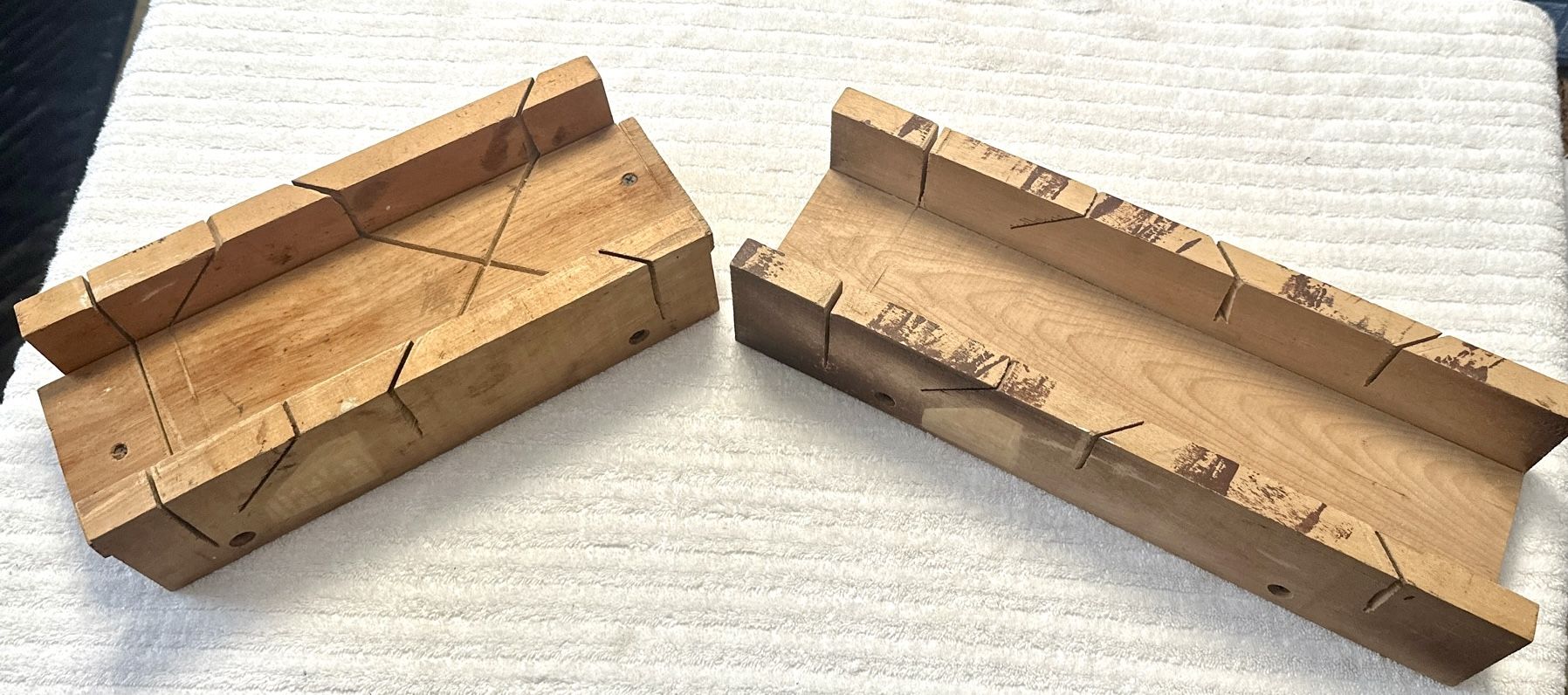 Hemp Wooden Mitre Boxes - Set of 2 - Vintage Hardwood - photo 2