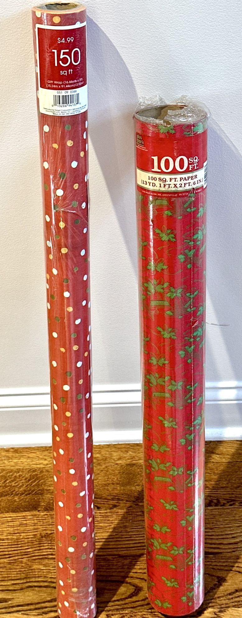 Holiday Christmas Wrapping Paper Rolls Set of 2 Rolls-250 Sq Ft.